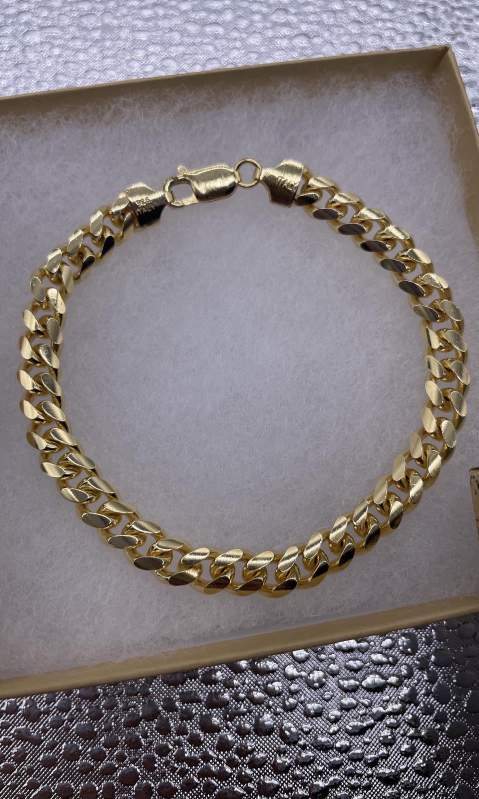 8" Gold Plated Sterling Silver Miami Cuban Bracelet